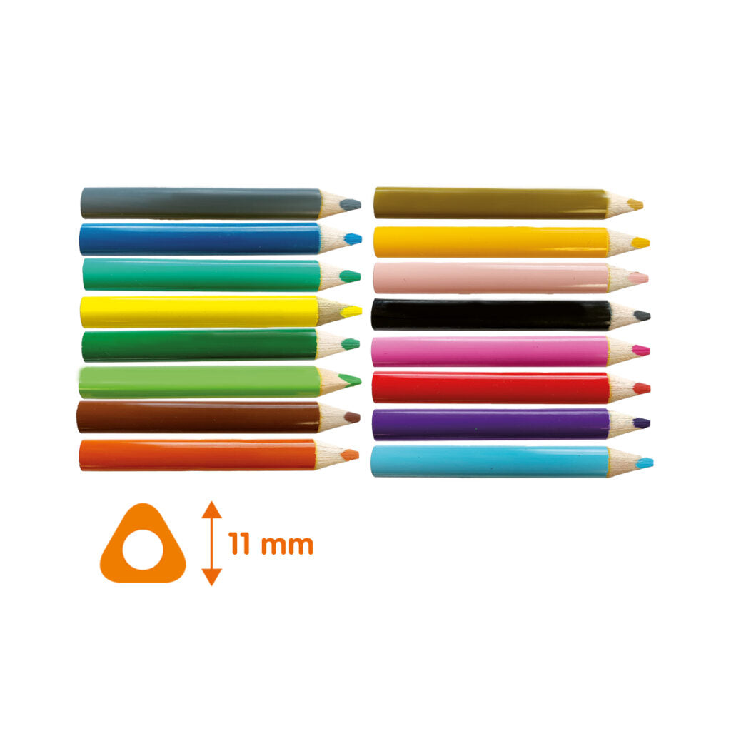 Creioane colorate cu prindere triunghiulară, 16 bucăți