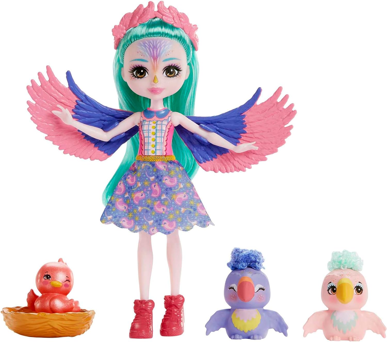 Mattel Enchantimals: Strada Principală City Tails - Familia vrăbiilor Filia (HKN15)