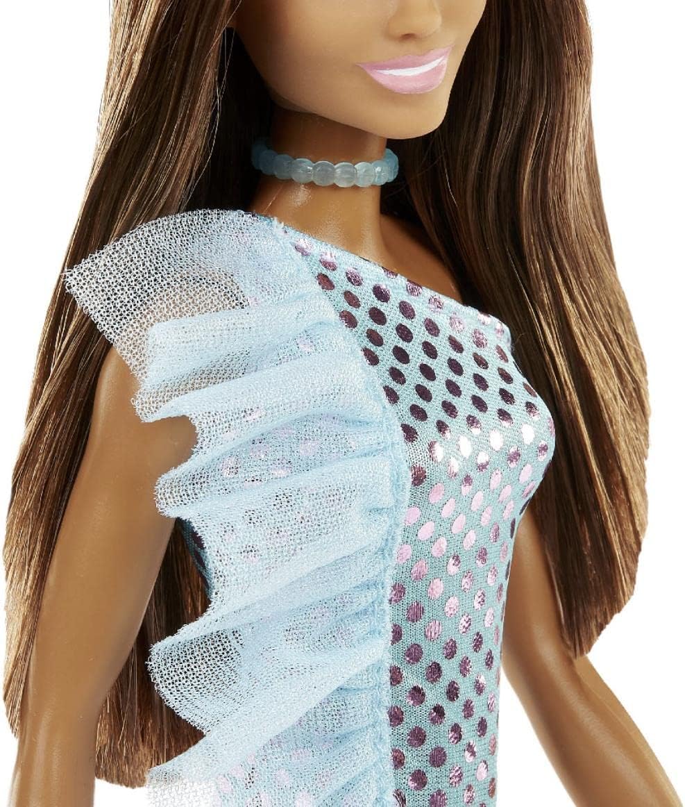 Mattel Barbie: Glitz Obleke - Lutka Temne Polti v Svetlo Modri Obleki (HJR95)