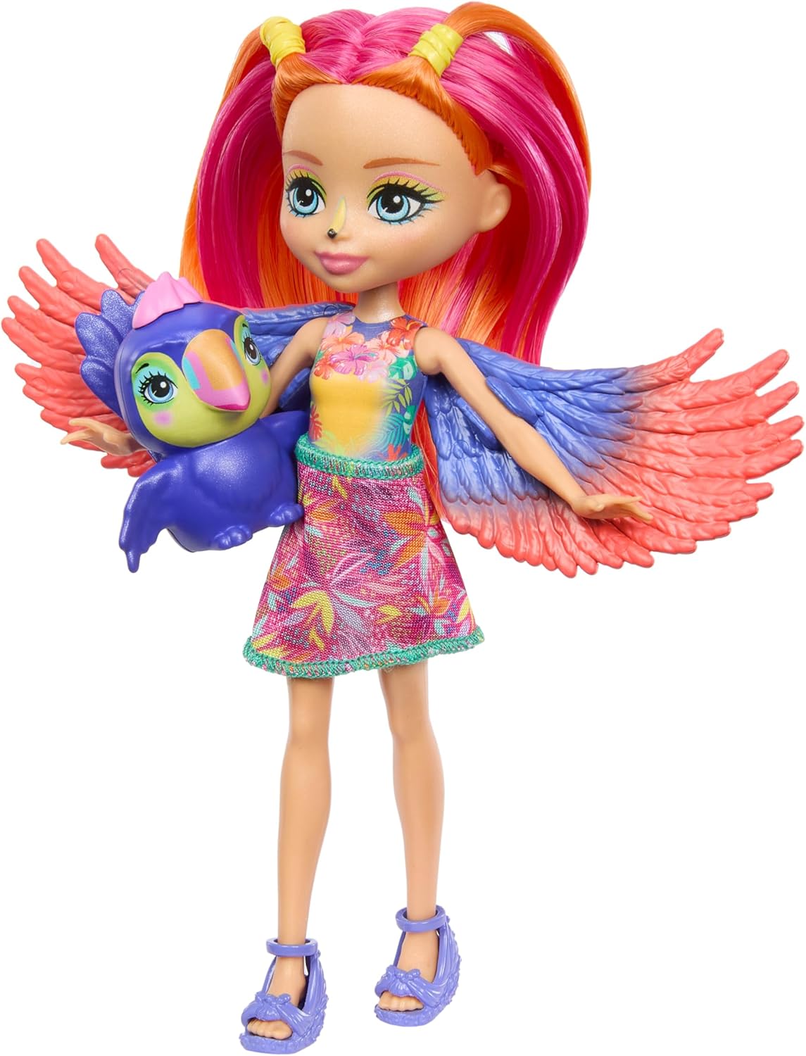 Mattel Enchantimals Plajă însorită - Trippi Tucan și Păpușă cu pavilion și animal de companie (HRX83)