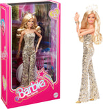 Mattel Barbie: Film - Păpușă de colecție Margot Robbie în rochie disco aurie cu paiete (HPJ99)