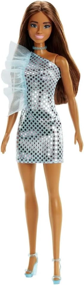 Mattel Barbie: Glitz Obleke - Lutka Temne Polti v Svetlo Modri Obleki (HJR95)