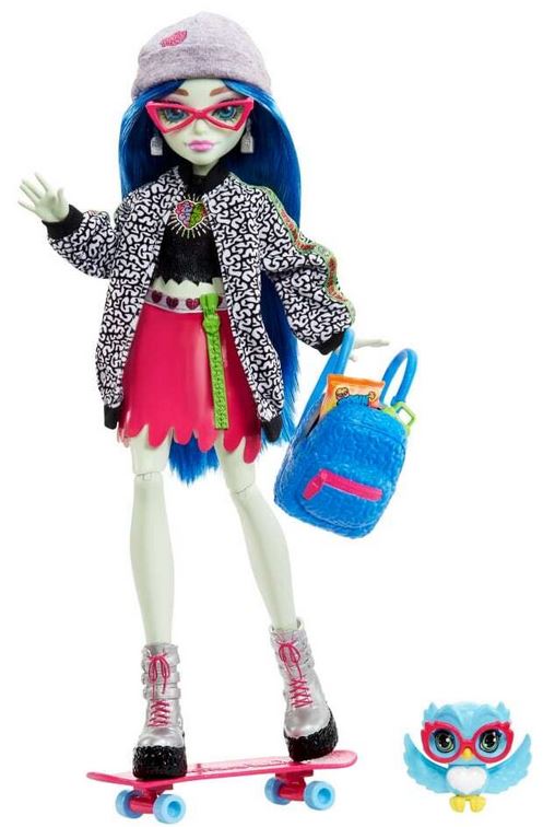Mattel Monster High: Păpușa Ghoulia Yelps cu păpușă și accesorii Sir Hoots (HHK58)