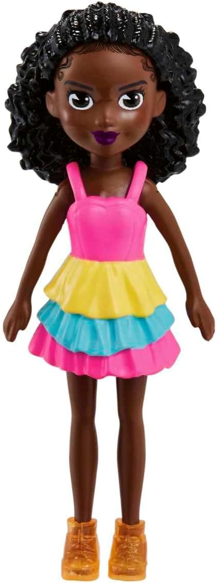 Mattel Polly Pocket - Păpușă de modă de vară cu piele închisă la culoare (HKV84)