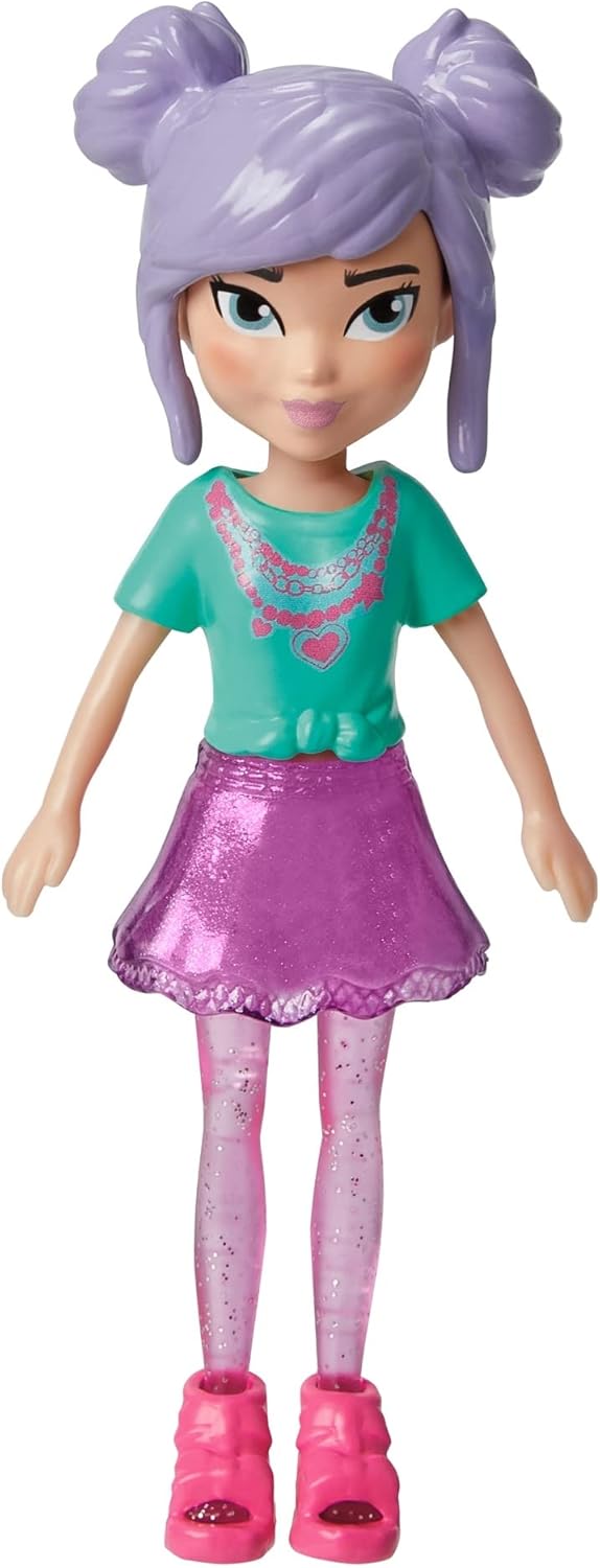 Mattel Polly Pocket - Păpușă pentru plimbarea de dimineață cu animalul de companie (HKV94)