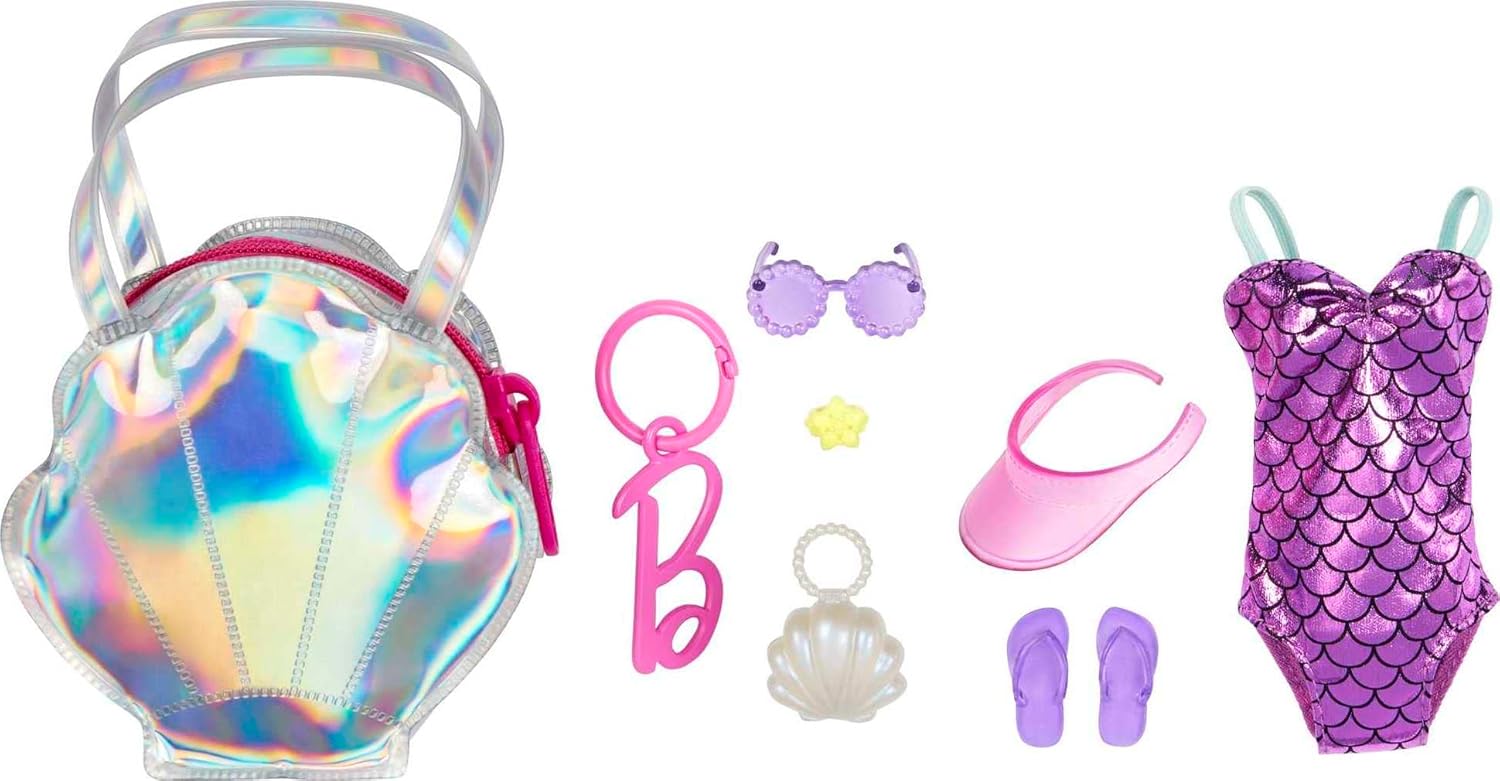 Mattel Barbie: Geantă de lux cu cataramă și rochie de plajă (HJT43)