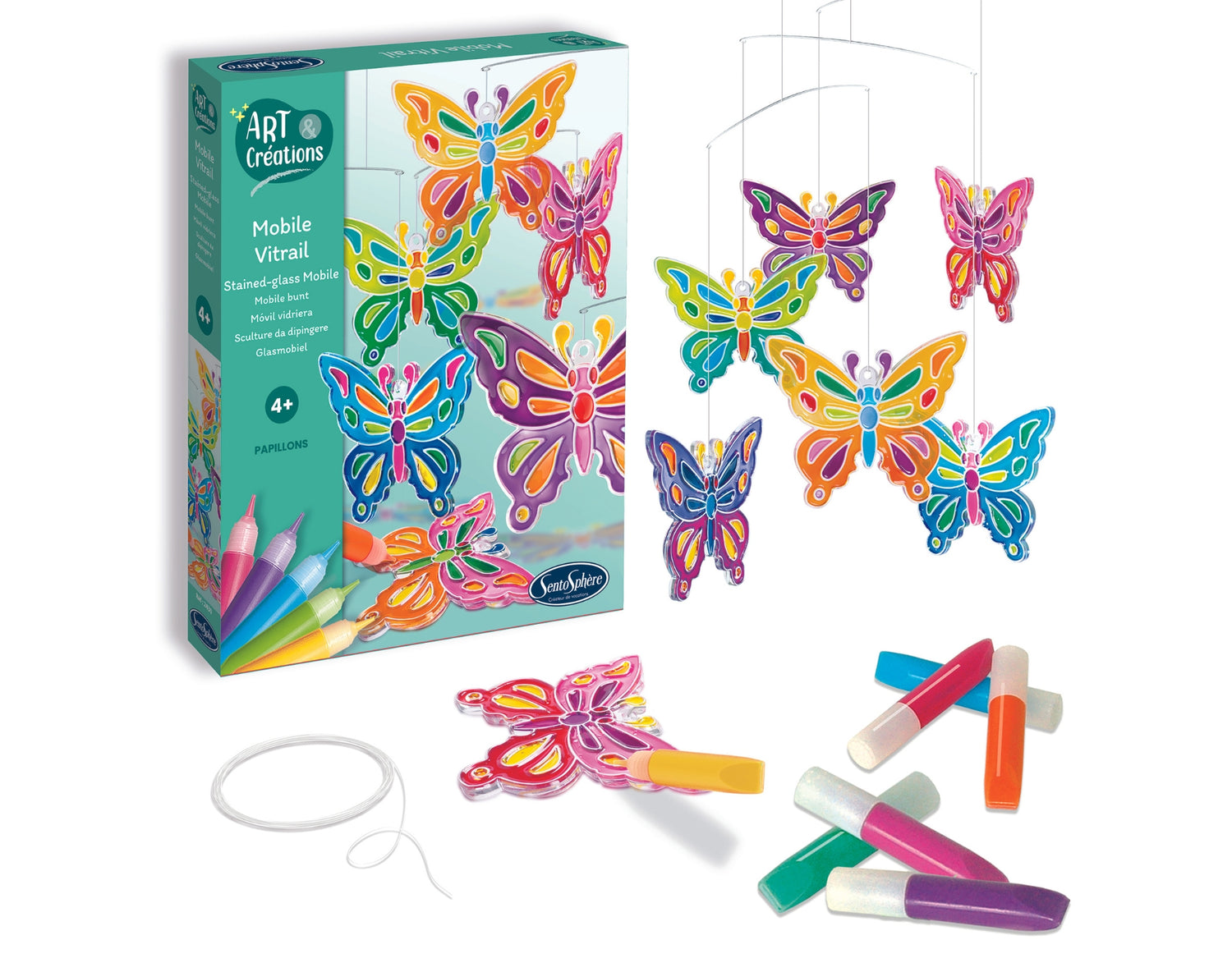 Carusel suspendat vitraliu Fluturi