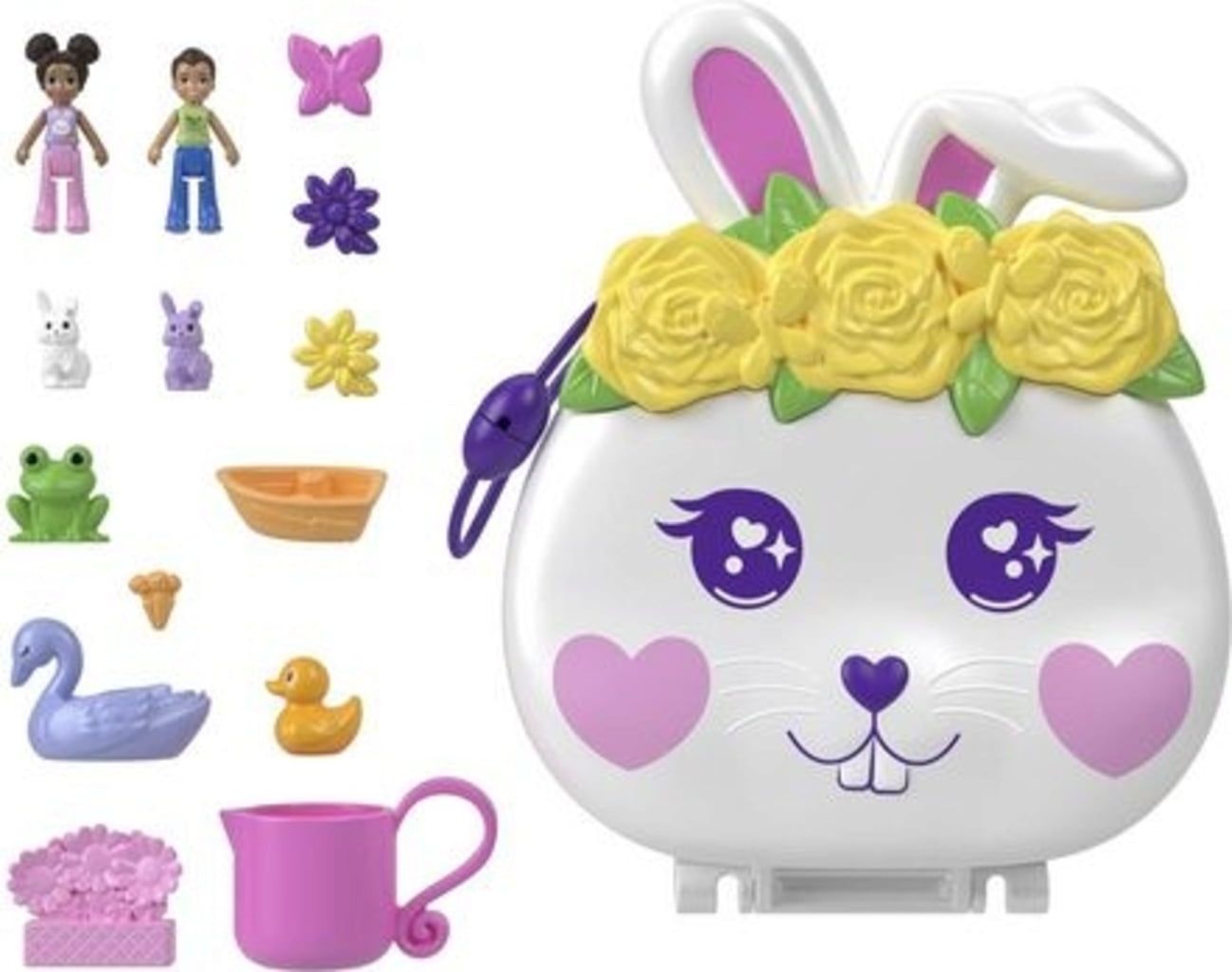 Mattel Polly Pocket: Grădina cu flori - Compact cu iepuraș (HKV36)