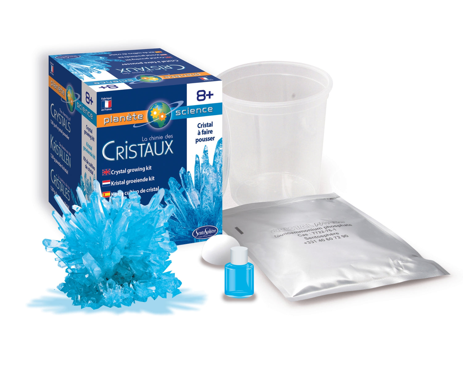 Set mini pentru cultivarea propriilor cristale - Cristal albastru