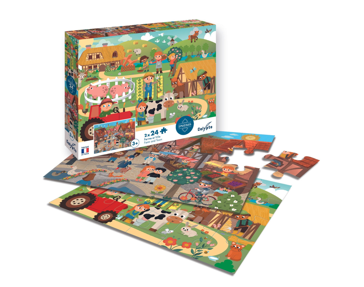 Puzzle 24 bucăți x 2 Fermă și oraș