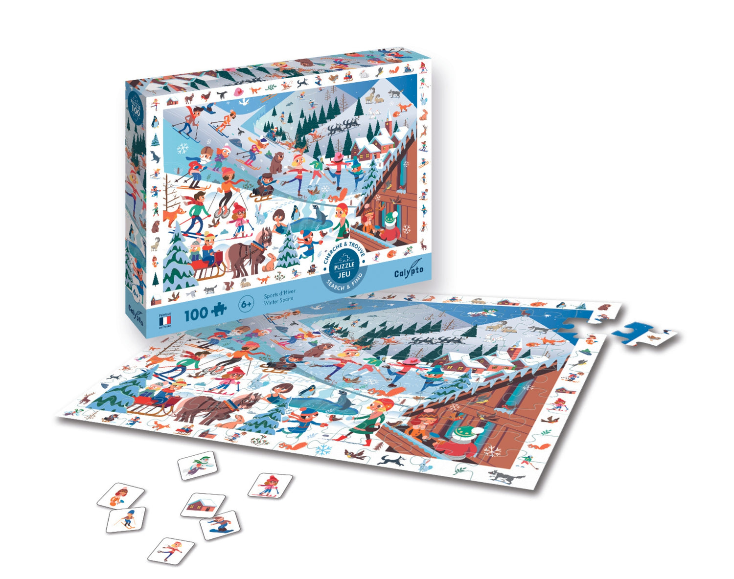 Puzzle 100 de piese - Caută și găsește - Sporturi de iarnă