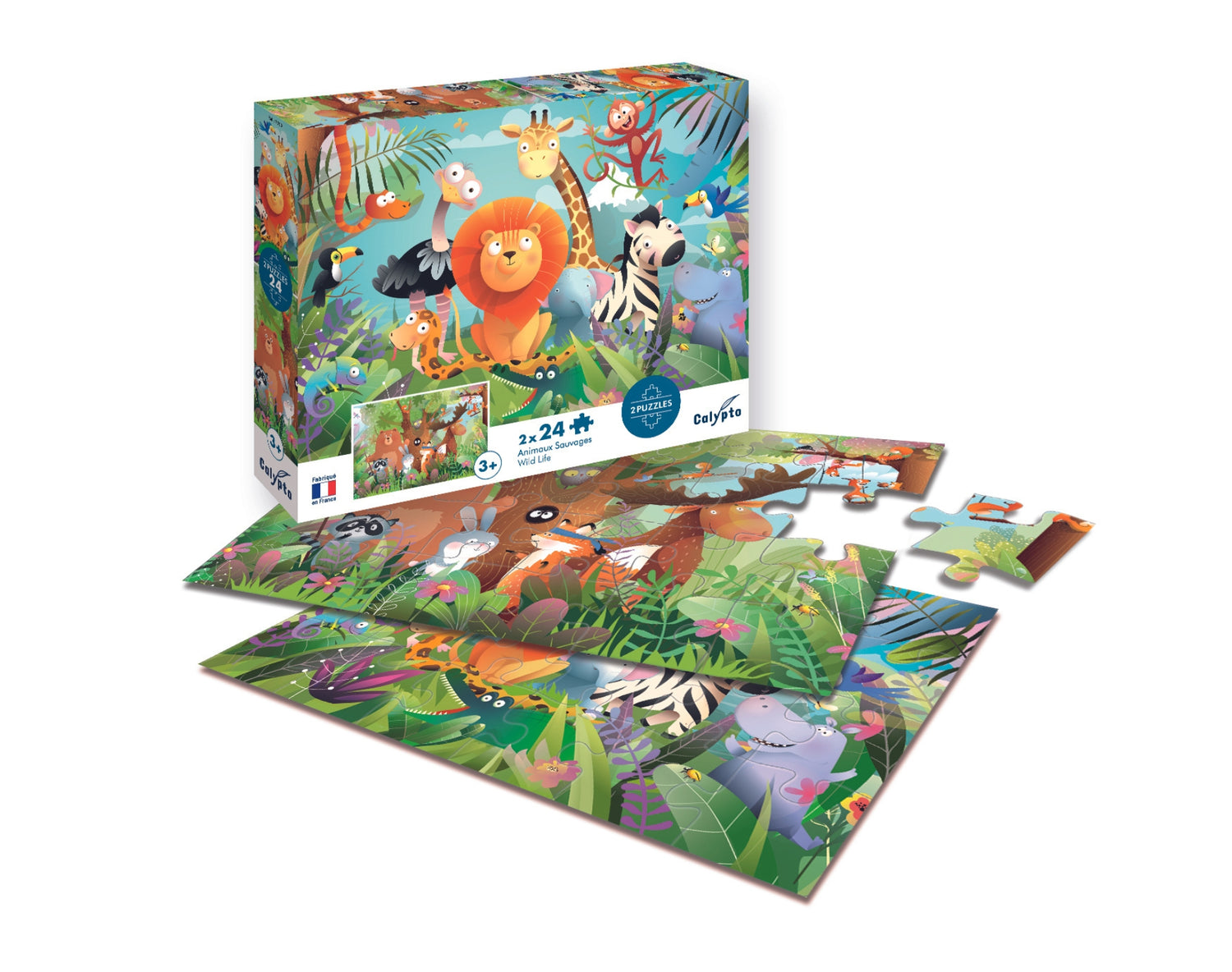 Puzzle 24 bucăți x 2 Animale sălbatice