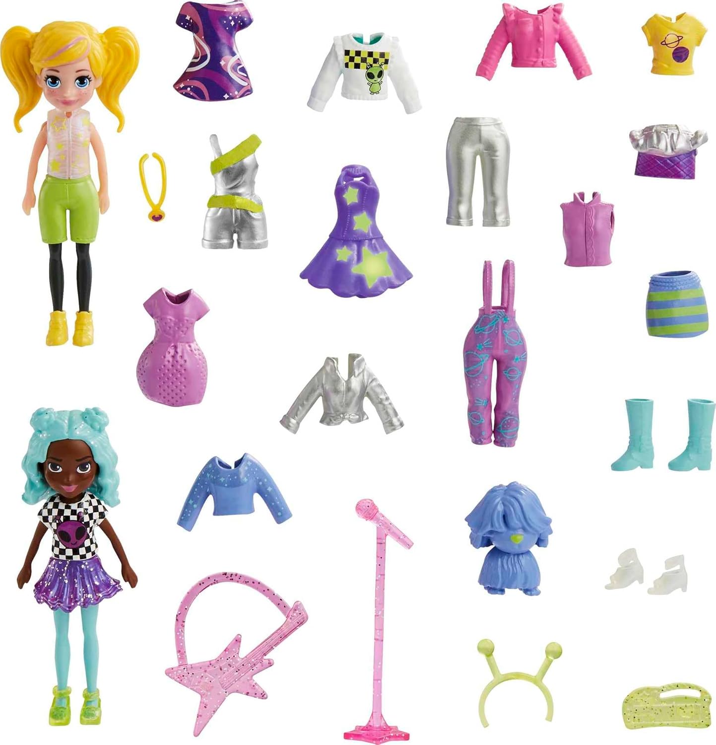Mattel Polly Pocket - Set de modă pentru vedeta pop strălucitoare (HKV97)