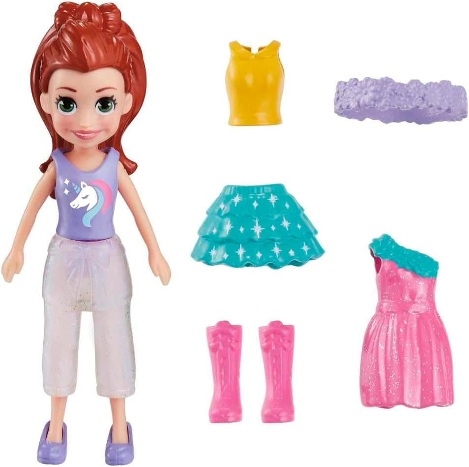 Mattel Polly Pocket - Păpușa de modă unicorn (HKV82)