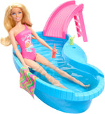 Mattel Barbie - Păpușă cu tobogan de piscină (HRJ74)