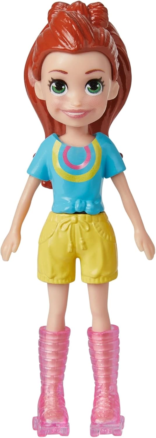 Mattel Polly Pocket - Păpușă cu set sportiv pentru skateboarding cu animal de companie (HKV90)