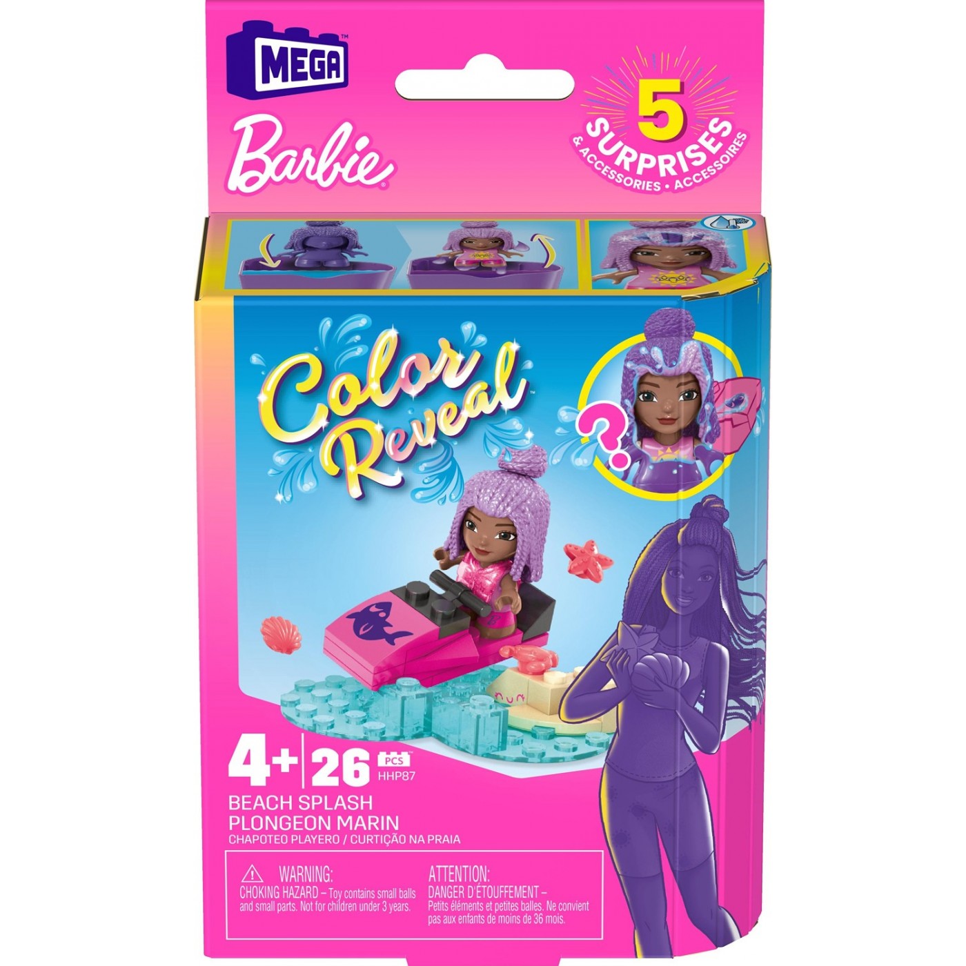 Mattel Mega Bloks Barbie - Mikro lutka za plažo (HHP87)