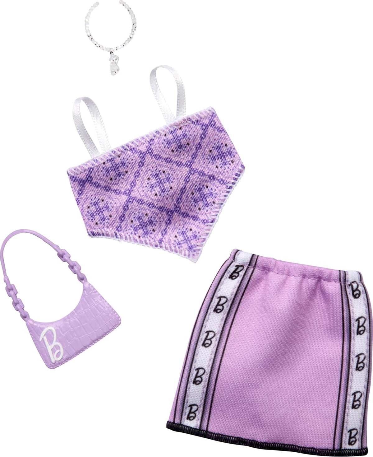 Mattel Barbie: Modni komplet - Vijolično krilo s topom in torbico (HRH37)