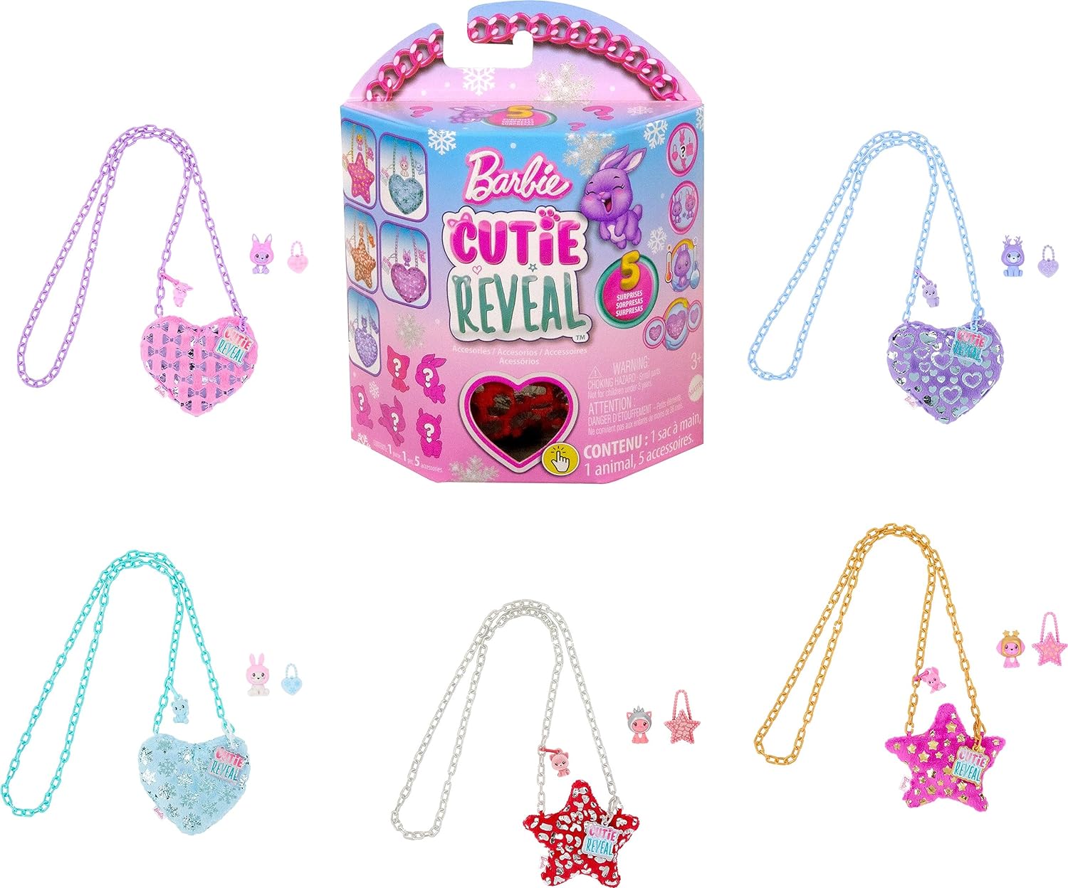 Mattel Barbie: Cutie Reveal - Vijolična torba srce in dodatki (HKR37)